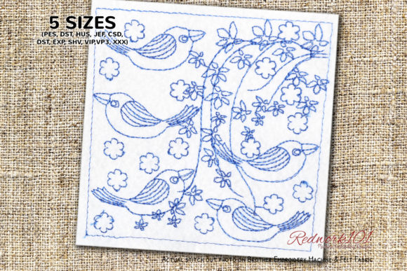 Abstract Bird Pattern Redwork: A Designer's Field Test