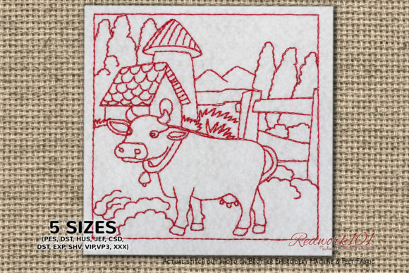 Cartoon Cow in Pasture Redwork: A Seasonal Review