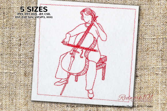 Cello Violin with Artist Redwork: A Holiday Review