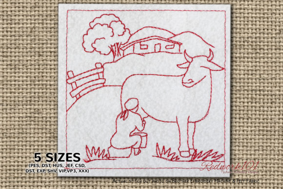 Farm Milking Scene Redwork: A Designer's Review