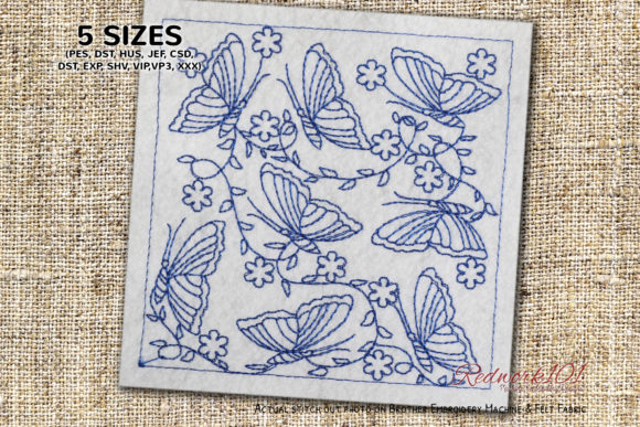 Review: Butterfly Seamless Pattern Redwork for Gifts