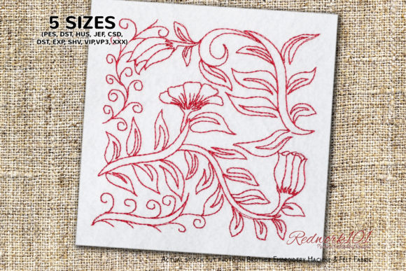 Review: Primula Flower Swirls Pattern Redwork for Business