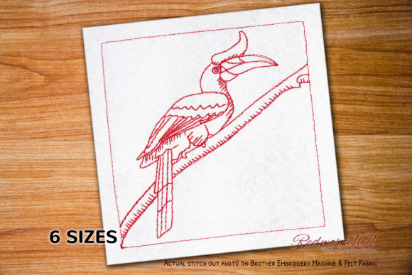 Yellow Billed Hornbill Redwork: A Designer's Review